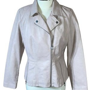 Roz & Ali Light Blush Dusty Pink Faux Leather Moto Jacket